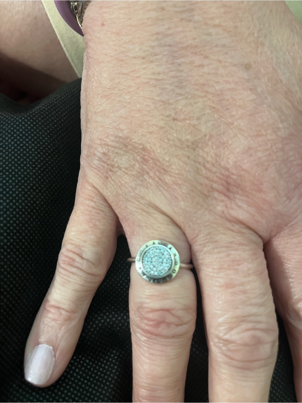Authentic PANDORA SIGNATURE Pave/Silver LOGO Ring - Picture 4 of 6